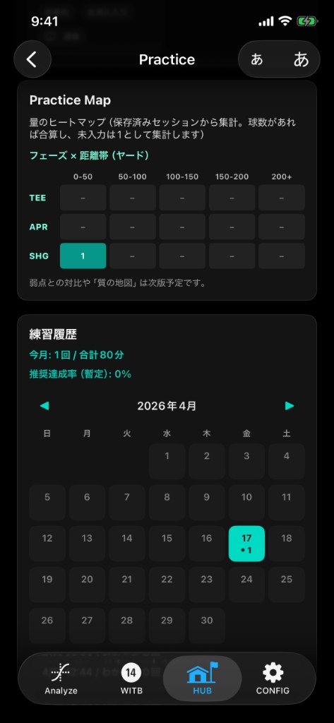 Practice - 練習を上達に接続する：練習記録がLOGに接続する